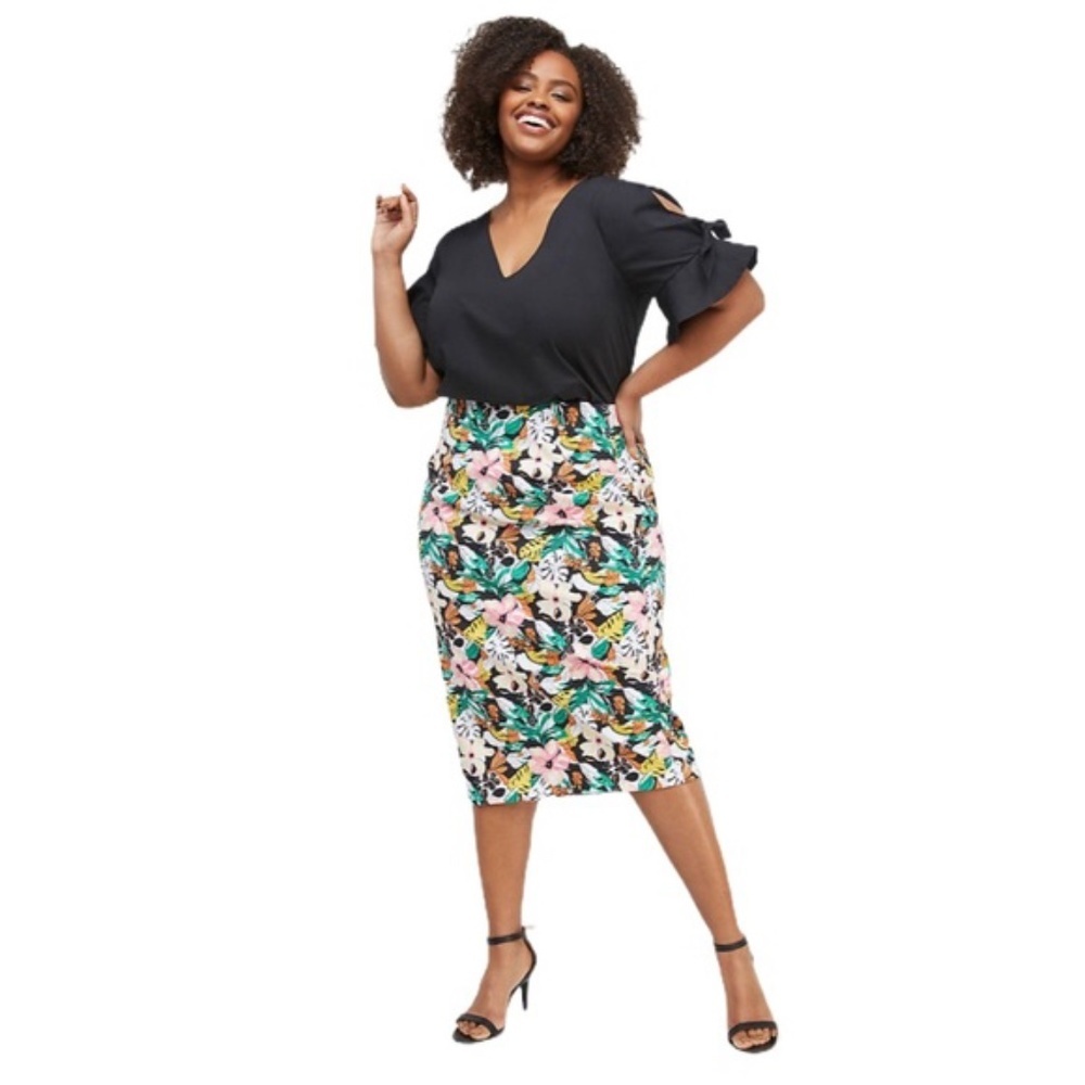 LaneBryant Tropical Scuba Pencil Skirt NWT Size 26